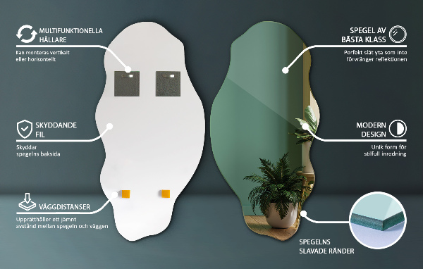 Spegel organisk form fläck original 45x90