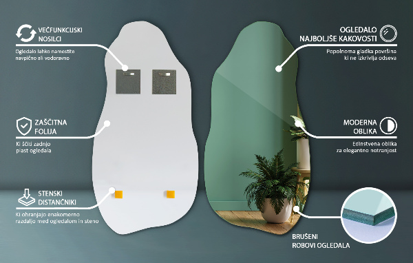 Asymmetrisk spegel fläck 40x80