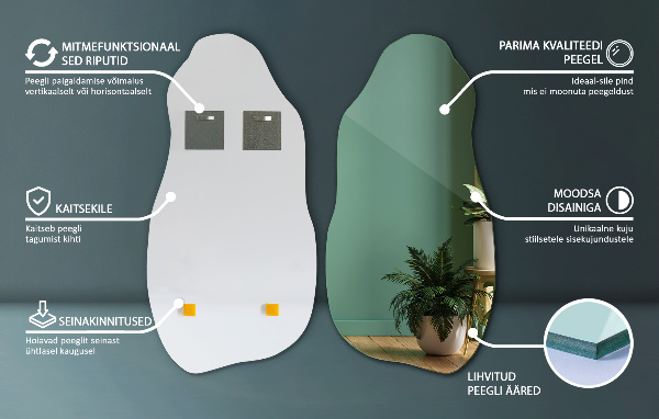 Asymmetrisk spegel fläck 40x80