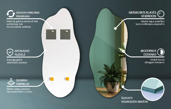 Oregelbunden spegel elegant accessoar 40x90 cm