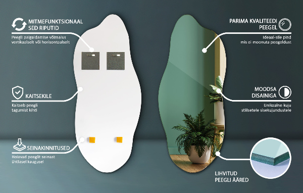 Oregelbunden spegel elegant accessoar 40x90 cm