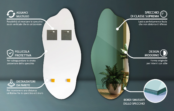 Oregelbunden spegel elegant accessoar 45x100 cm