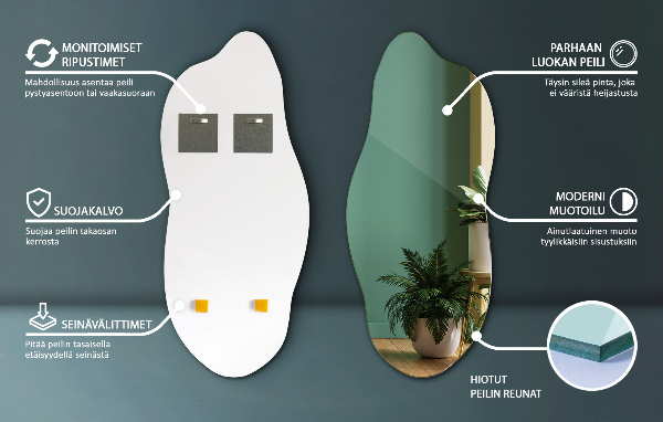 Oregelbunden spegel elegant accessoar 45x100 cm