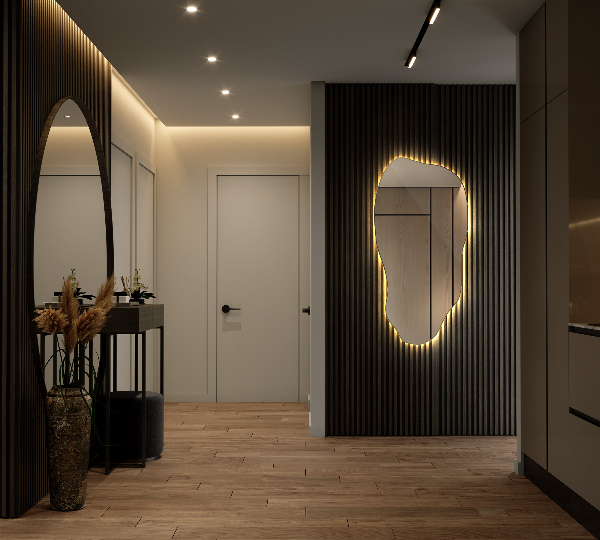 Asymmetrisk spegel fläck med led belysning 50x100 cm