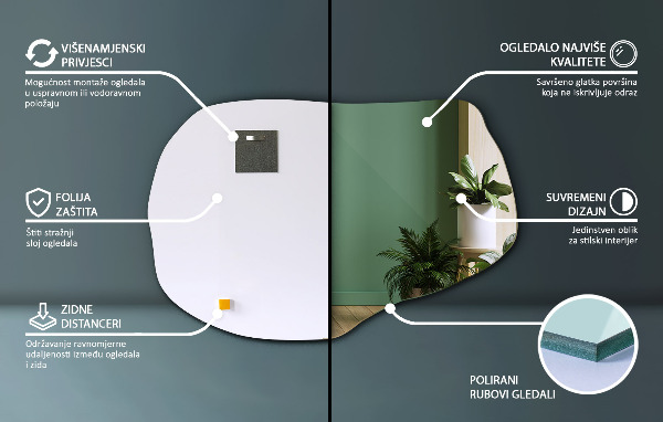 Asymmetrisk spegel unik 70x46 cm