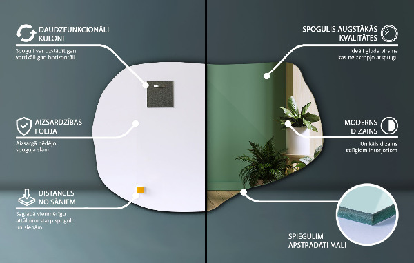 Asymmetrisk spegel unik 70x46 cm