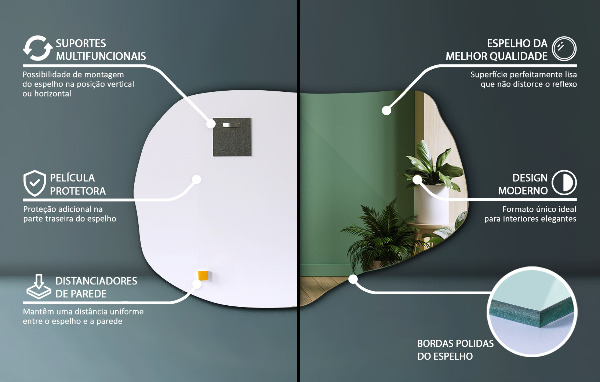 Spegel organisk form modern 80x52 cm