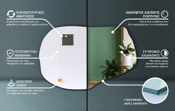Spegel organisk form modern 80x52 cm
