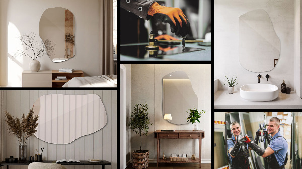 Spegel organisk form modern 80x52 cm