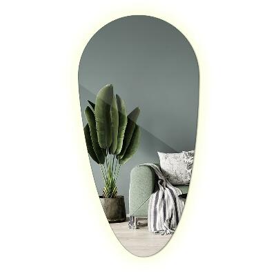 Droppformad spegel med belysning 35x70 cm