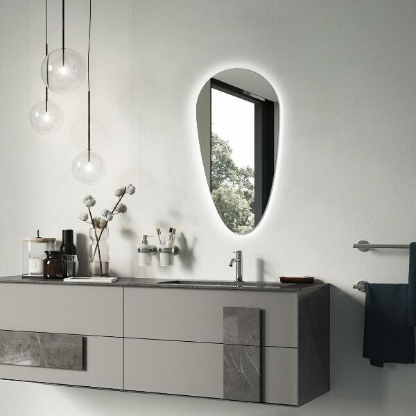 Droppformad spegel med led 45x90 cm