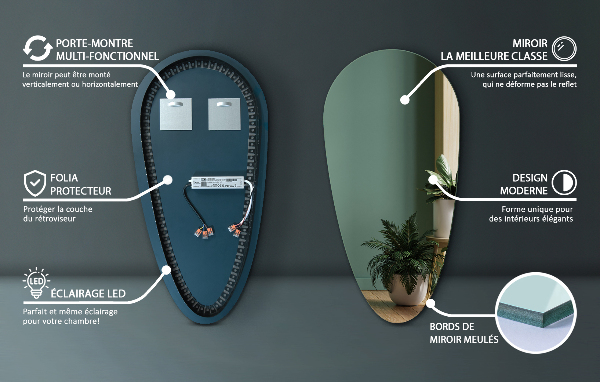 Spegel droppe led 50x100 cm