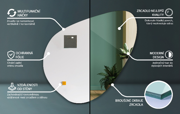 Spegel organisk form elegant 68x67 cm