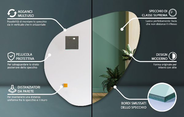 Spegel organisk form elegant 68x67 cm