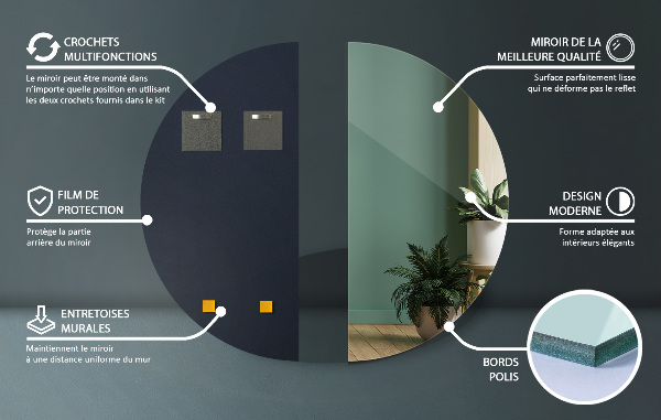 Spegel halvcirkel 25x50 cm