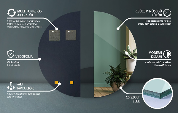 Spegel halvcirkel 25x50 cm