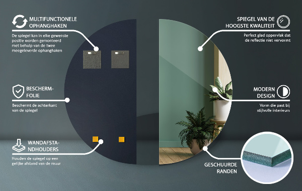 Spegel halvcirkel 30x60 cm