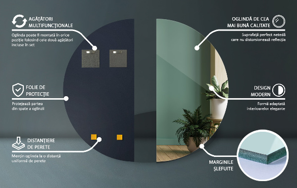 Spegel halvcirkel 35x70 cm