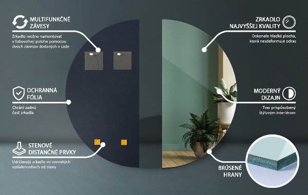 Spegel halvcirkel 35x70 cm