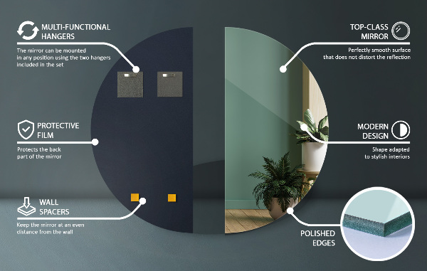 Spegel halvcirkel 50x100 cm