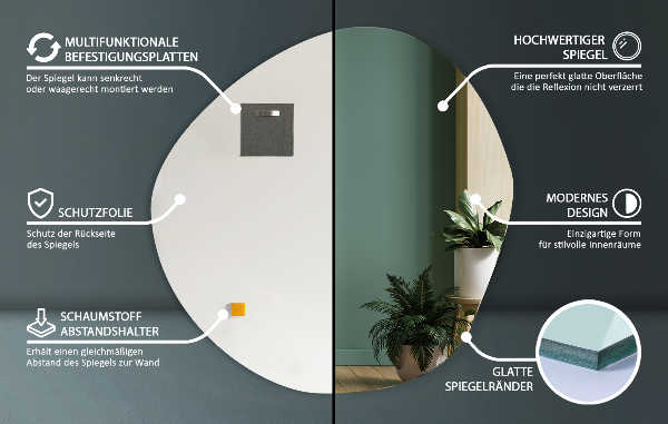 Oregelbunden spegel loft 58x58 cm