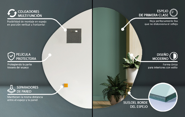 Asymmetrisk spegel minimalistisk 87x86 cm