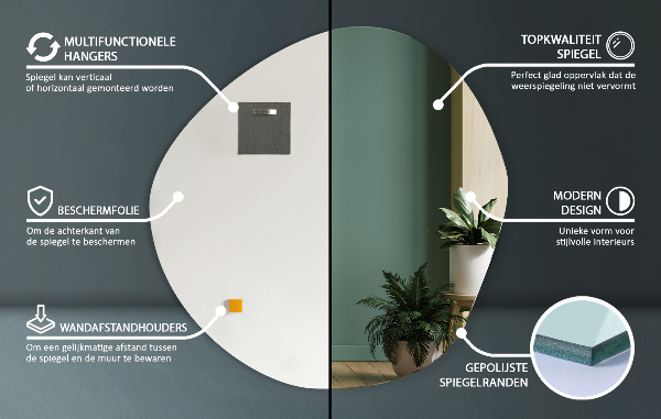 Asymmetrisk spegel minimalistisk 87x86 cm
