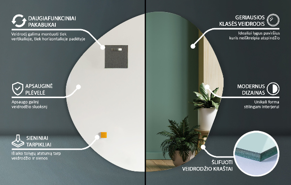 Oregelbunden spegel minimalistisk 97x96 cm