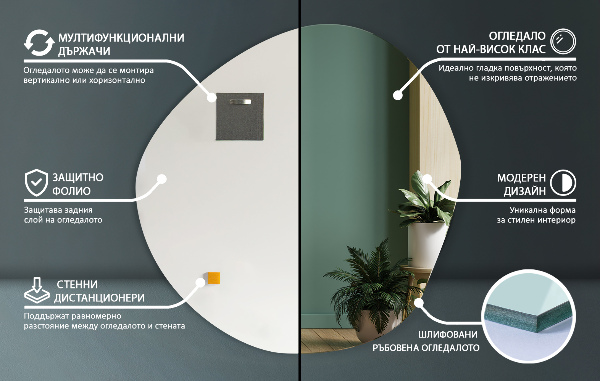 Oregelbunden spegel minimalistisk 97x96 cm