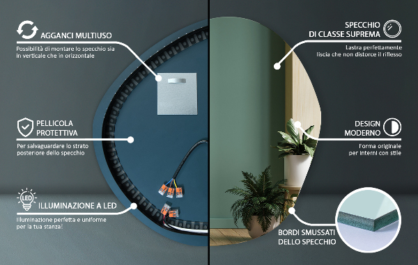Oregelbunden spegel minimalistisk ledde 97x96 cm