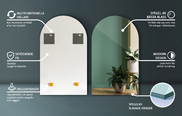 Välvd spegel 45x80 cm