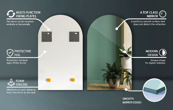 Välvd spegel 45x80 cm