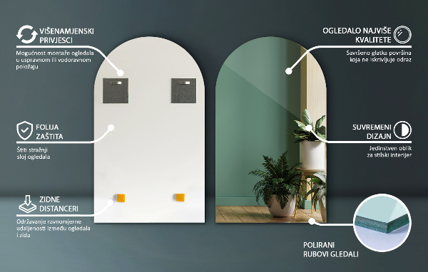 Halv-oval spegel modern 50x90 cm