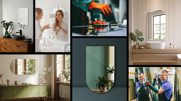 Halv-oval spegel modern 50x90 cm