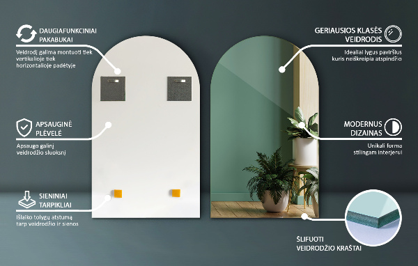 Välvd spegel modern 60x100 cm