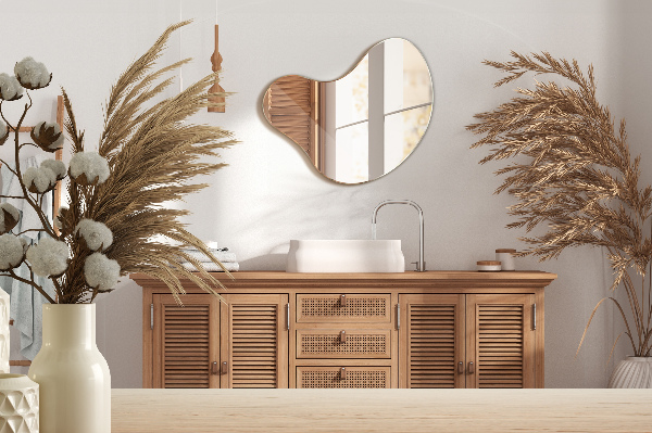 Spegel organisk form modern utan ram 58x58 cm