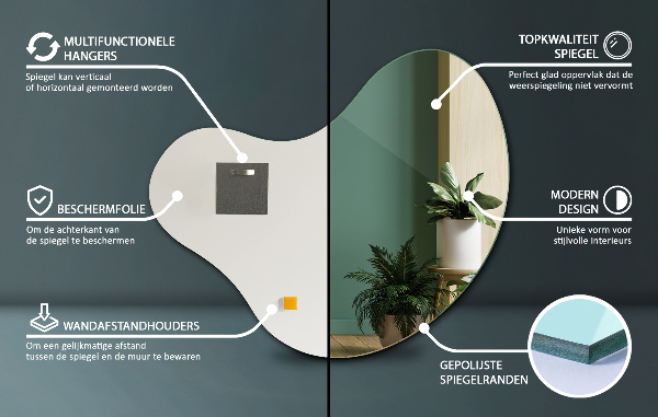 Spegel organisk form utan ram 68x67 cm