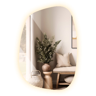 Oregelbunden spegel med LED 68x47 cm