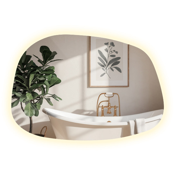 Oregelbunden spegel med LED 79x57 cm