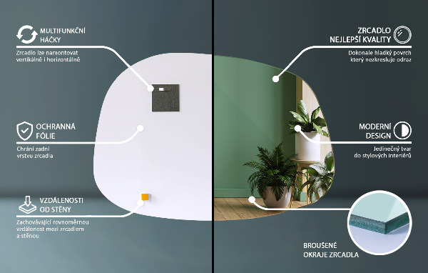 Oregelbunden spegel i form av en fläck 55x38 cm