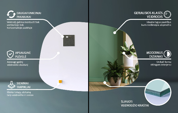 Oregelbunden spegel i form av en fläck 55x38 cm