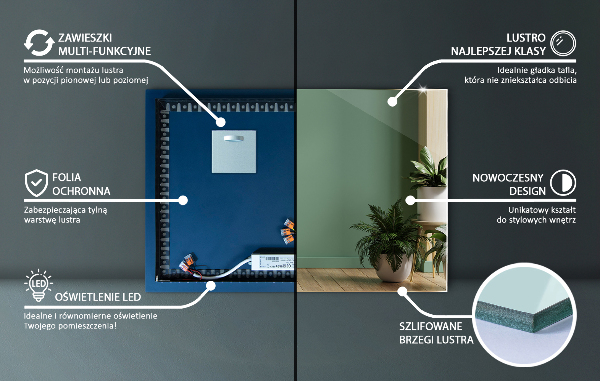 Rektangulär spegel original 100x70 cm