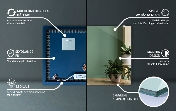 Rektangulär spegel original 100x70 cm