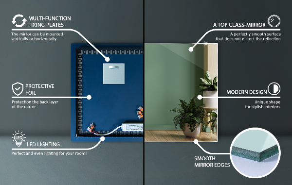 Rektangel spegel 60x40 cm