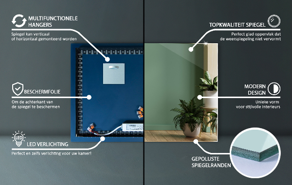 Rektangel spegel 60x40 cm