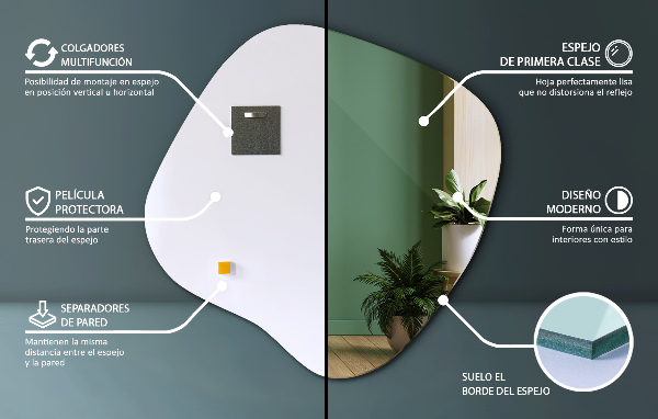 Spegel fläck asymmetrisk 58x59 cm