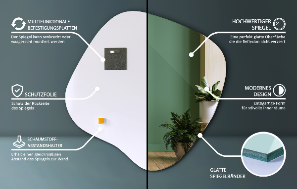 Spegel fläck asymmetrisk 68x67 cm