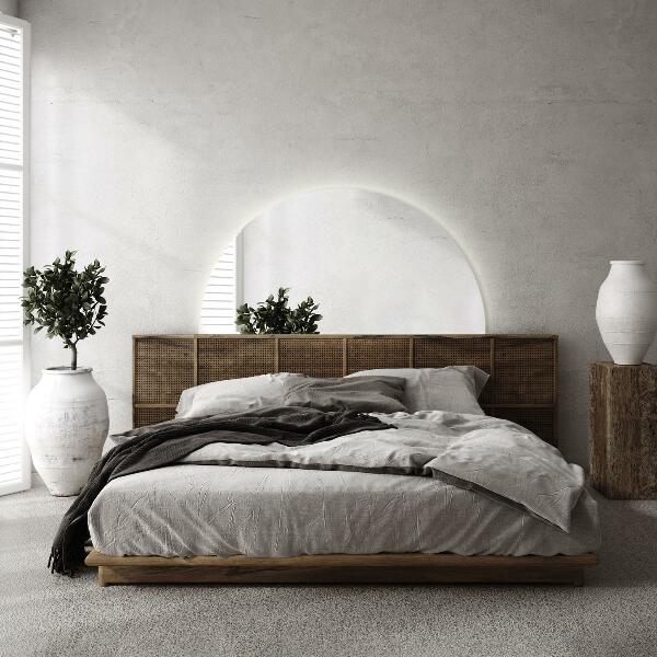 LED Halvcirkel Spegel 25x50 cm