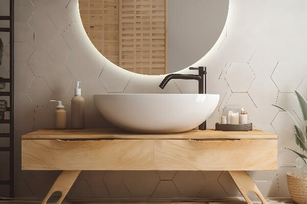 LED Halvcirkel Spegel 50x100 cm