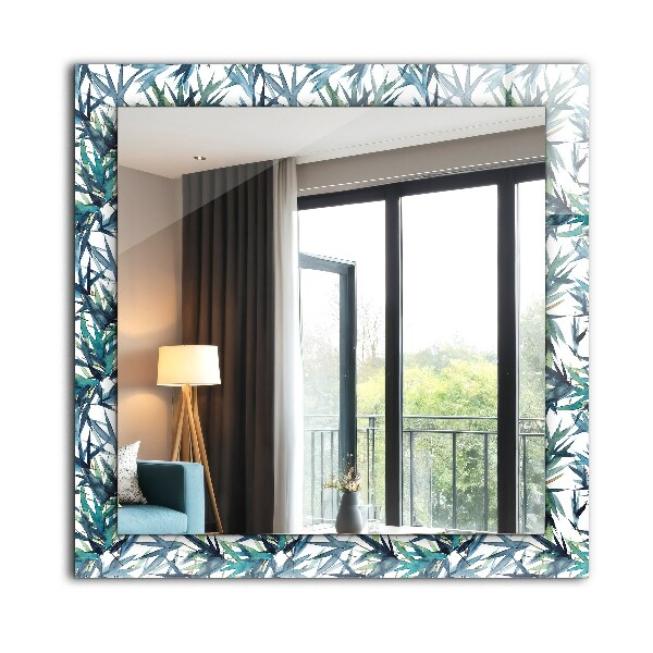 Spegel med tryck Bambu blad i akvarell